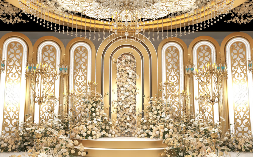 西青香槟色调婚礼堂效果展示
